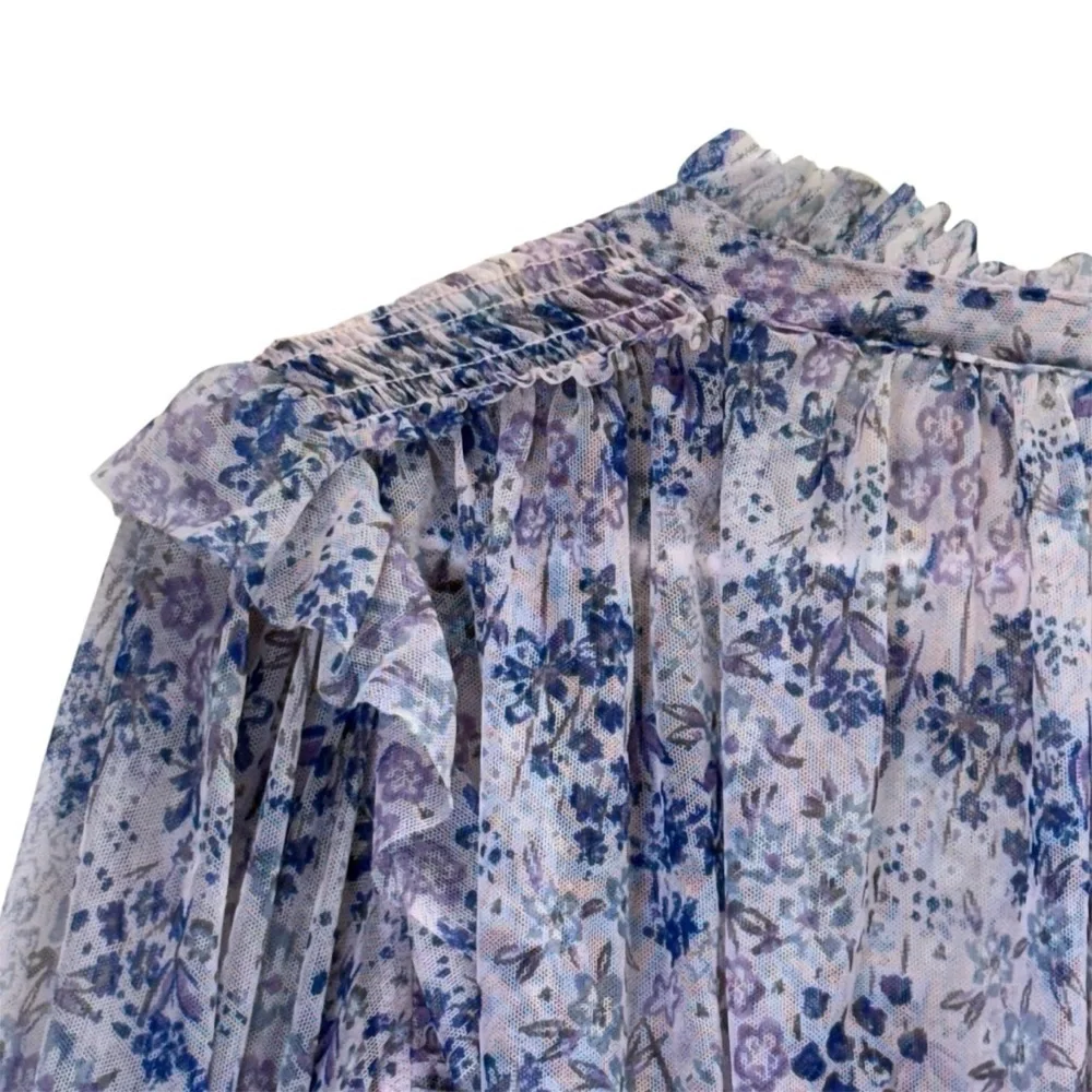 Free People Lavender Floral Ruffle Blouse. Size S/P